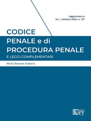 cover image of Codice penale e di procedura penale e leggi complementari 2024